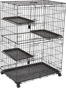 img 4 attached to 🐱 Spacious, Sturdy Cat Cage: Amazon Basics Large Kennel, 3-Tier Playpen Crate - 36 x 22 x 51 Inches, Black