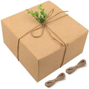 img 4 attached to 🎁 Коричневые подарочные коробки Крафт 15 упаковок 8x8x4 дюйма, картонные коробки с крышками для подарков, предложения невесте, кексы, рукоделие - Moretoes
