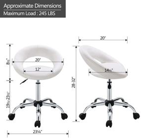 img 2 attached to 🪑 Белый регулируемый кресло-табурет на колесиках Duhome с подушкой для спины для массажного салона, домашнего офиса, салона красоты и медицинского использования.