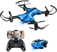 🚁 drocon ninja drone for kids: 1080p fhd camera, fpv rc quadcopter with altitude hold, headless mode, and foldable arms - blue logo