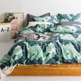 img 3 attached to SUSYBAO Queen Size Duvet Cover Set - Green Tropical Botanical Bedding with Tree Leaves Print - 100% Cotton, Zipper Ties, 2 Pillowcases - Luxury Soft, Breathable & Comfortable