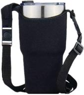 👜 versatile tumbler carrier bag - securely transport your 20oz/30oz yeti, rtic, ozark trail tumblers and more with this stylish handle (black) логотип