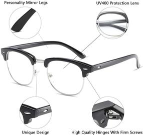 img 3 attached to 👓 RIVTUN Blue Light Blocking Glasses for Men and Women - Computer Gaming Glasses to Reduce Eyestrain and Glare - Retro Semi Rimless Design with UV400 Protection