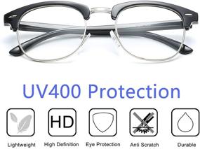 img 1 attached to 👓 RIVTUN Blue Light Blocking Glasses for Men and Women - Computer Gaming Glasses to Reduce Eyestrain and Glare - Retro Semi Rimless Design with UV400 Protection