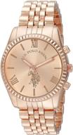 u.s. polo assn. women's usc40060 rose gold-tone analog quartz watch with analog display logo