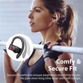 img 1 attached to Vislla Bluetooth Headphones Sports Wireless Earbuds TWS BT5.0 Stereo Deep Bass Waterproof Earphones Noise Canceling Headset with Battery Display Charging Case & Built-in Mic (Black)