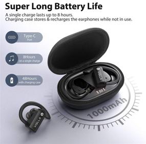 img 2 attached to Vislla Bluetooth Headphones Sports Wireless Earbuds TWS BT5.0 Stereo Deep Bass Waterproof Earphones Noise Canceling Headset with Battery Display Charging Case & Built-in Mic (Black)