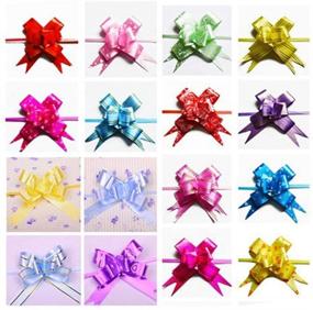 img 4 attached to 🎁 Ewanda Store Gift Pull Bows - 50pcs Assorted Colors for Christmas Wedding Decoration - 14.17" Length, 0.63" Width