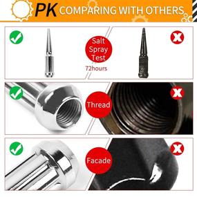 img 1 attached to 🔧 MIKKUPPA Шпильковые гайки с хромированным покрытием M14x1.5 - Набор из 32 штук высотой 4,4" солидных ореховых гаек для Chevy Silverado 1500 2500 3500, F-150 F-250 F-350 - Включает 1 ключ для гаек.