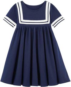 img 4 attached to 👗 Cute and Comfortable: HILEELANG Little Girls Striped Cotton Dress - Perfect for a Casual and Playful Summer!