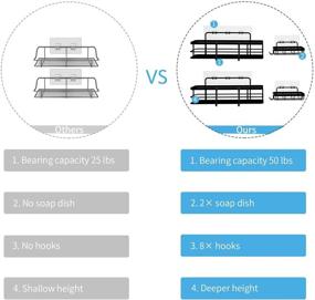 img 1 attached to NXPOY Black Shower Caddy Shelf Organizer 2 Pack with 🚿 2 Soap Dishes - Rust Proof Wall Mount Storage for Bathroom Kitchen