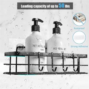 img 2 attached to NXPOY Black Shower Caddy Shelf Organizer 2 Pack with 🚿 2 Soap Dishes - Rust Proof Wall Mount Storage for Bathroom Kitchen