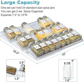 img 2 attached to Vtopmart Spice Drawer Organizer: Plastic 2 Set Rack for Drawer Cabinet, Expandable 3 Slanted Tier Seasoning Insert for Pantry Organization and Storage