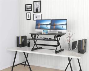 img 2 attached to 🖥️ G-PACK PRO - Adjustable Sit-To-Stand Desktop Converter | 5.7” to 19.7” Height | Fits Dual Monitor, Removable Keyboard Tray | Ergonomic Multipurpose Work Desk Riser