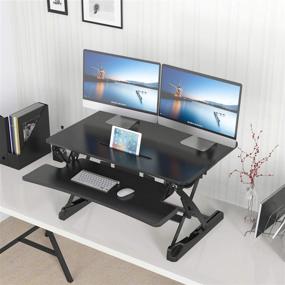 img 1 attached to 🖥️ G-PACK PRO - Adjustable Sit-To-Stand Desktop Converter | 5.7” to 19.7” Height | Fits Dual Monitor, Removable Keyboard Tray | Ergonomic Multipurpose Work Desk Riser