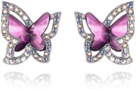 💎 gemmance silver-tone butterfly crystal stud earrings with premium birthstone logo