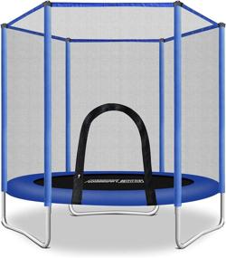 img 4 attached to 🎪 Fashionsport OUTFITTERS 5FT Kids Blue Trampoline Enclosure: Safe & Fun Outdoor Play