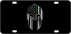 img 4 attached to 🔱 JASS GRAPHIX Spartan Helmet Molon Labe Thin Green Line HD 2D License Plate