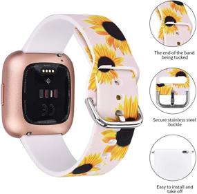img 3 attached to 🌻 Stylish White Sunflower Silicone Bands for Fitbit Versa 2/Fitbit Versa/Fitbit Versa Lite - Chic Floral Design, Perfect Fit for Women and Men