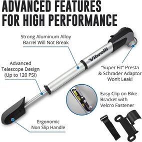 img 2 attached to Compact Mini Bike Pump & Glueless Puncture Repair Kit - Presta & Schrader Compatible - 120 PSI Tire Pump for Road & MTB - No Valve Changing Necessary