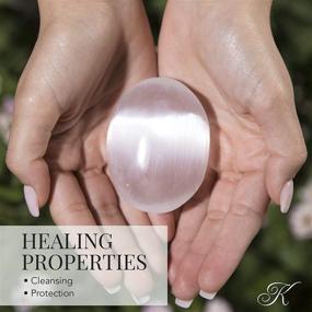 img 2 attached to 🌟 Enhance Your Well-Being with KALIFANO Selenite Palm Stone - Healing & Calming Effects | High Energy Selenite Satin Spar Worry Stone for Cleansing and Protection (Includes Information Card)