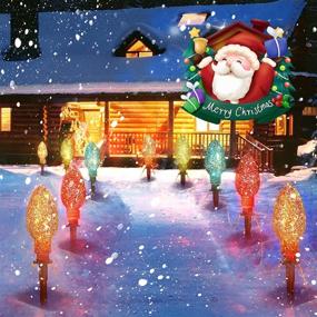 img 3 attached to Jumbo Christmas Pathway Lights Outdoor - 6ft C9 Shaped Multicolored Giant Bulb 🎄 String Lights with Marker Stakes - Holiday Walkway Driveway Garden Decor - 5 Lights