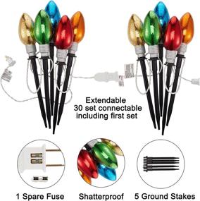 img 1 attached to Jumbo Christmas Pathway Lights Outdoor - 6ft C9 Shaped Multicolored Giant Bulb 🎄 String Lights with Marker Stakes - Holiday Walkway Driveway Garden Decor - 5 Lights
