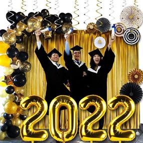 img 3 attached to 🎉 2022 New Year's Eve Party Supplies: 40-inch 2022 Balloons, 89-Piece Black and Gold Graduation Party Decorations are Ideal for Graduation Decoration