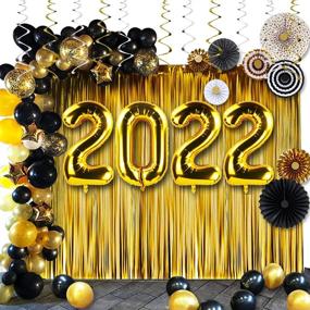 img 4 attached to 🎉 2022 New Year's Eve Party Supplies: 40-inch 2022 Balloons, 89-Piece Black and Gold Graduation Party Decorations are Ideal for Graduation Decoration