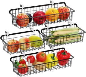 img 4 attached to 📦 Packism 4 Pack Wall Baskets - Versatile Wire Storage Solution for Kitchen, Home, Office, Bathroom, and Garage