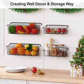 img 3 attached to 📦 Packism 4 Pack Wall Baskets - Versatile Wire Storage Solution for Kitchen, Home, Office, Bathroom, and Garage