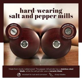 img 1 attached to 🌳 Hammerton Mills - Wood Salt and Pepper Grinder Set with Wooden Tray, Stainless Steel Blade Pepper Grinder, Ceramic Blade Salt Grinder, 2-Piece Set