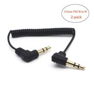 🔌 riipoo coiled 3.5mm audio cable - 2-pack, 30cm mini coiled 3.5mm headphone cable, 90° 1/8" 3.5mm trs jack male to male stereo aux audio coiled cord (m-m) logo