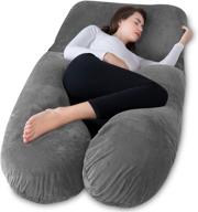 meiz pregnancy pillow: u shaped maternity pillow with velvet cover & adjustable belt for full body support during pregnancy (grey) logo