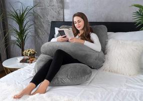 img 1 attached to Meiz Pregnancy Pillow: U Shaped Maternity Pillow with Velvet Cover & Adjustable Belt for Full Body Support during Pregnancy (Grey)