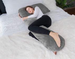img 2 attached to Meiz Pregnancy Pillow: U Shaped Maternity Pillow with Velvet Cover & Adjustable Belt for Full Body Support during Pregnancy (Grey)