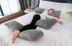 img 3 attached to Meiz Pregnancy Pillow: U Shaped Maternity Pillow with Velvet Cover & Adjustable Belt for Full Body Support during Pregnancy (Grey)