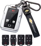 smart key fob cover case for 2014-2018 chevy silverado colorado 2015-2021 colorado smart remote control protector3/ 4/5/6 button(silver) logo