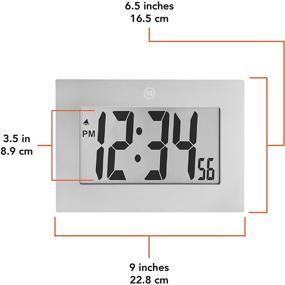 img 2 attached to 🕒 MARATHON CL030064 Large Digital Wall Clock: 9-inch Size, Fold-Out Table Stand, Big 3.25 Inch Digits - Graphite Grey. Batteries Included.