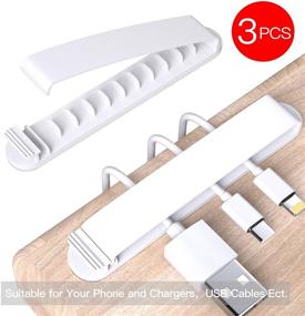 img 3 attached to 🔌 PZOZ Cable Clips: Effortless Cord Organization for Home, Office, Phone, and Car - 3 Pack White Self-Adhesive Cord Holders
