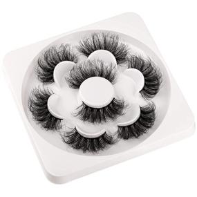 img 1 attached to 👁️ Calphdiar Lashes 4 Pairs of Dramatic 25MM Faux Mink Lashes Pack - Wispy Long Thick Fluffy Strip Eye Lashes Set for Multipack