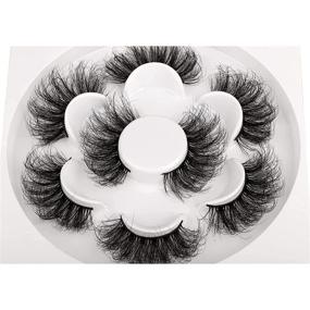 img 4 attached to 👁️ Calphdiar Lashes 4 Pairs of Dramatic 25MM Faux Mink Lashes Pack - Wispy Long Thick Fluffy Strip Eye Lashes Set for Multipack
