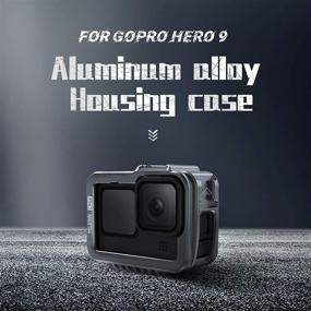 img 3 attached to 📷 TELESIN Aluminum Protective Case for GoPro Hero 10/9 Black - Frame Housing Skeleton Cage with Removable Backdoor and Cold Shoe Mount (Hero 10 Hero 9 Black Compatible)