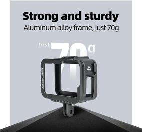 img 2 attached to 📷 TELESIN Aluminum Protective Case for GoPro Hero 10/9 Black - Frame Housing Skeleton Cage with Removable Backdoor and Cold Shoe Mount (Hero 10 Hero 9 Black Compatible)