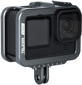 img 4 attached to 📷 Защитный чехол TELESIN из алюминия для GoPro Hero 10/9 Black - Каркасный корпус съемные дверцы и крепление для холодного башмака (совместим с Hero 10 и Hero 9 Black)