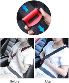 img 1 attached to Universal Seat Belt Clip Positioner - KEQKEV 2 Red Adjustable Safety Belt Adjuster