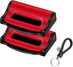 img 4 attached to Universal Seat Belt Clip Positioner - KEQKEV 2 Red Adjustable Safety Belt Adjuster