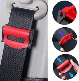 img 2 attached to Universal Seat Belt Clip Positioner - KEQKEV 2 Red Adjustable Safety Belt Adjuster