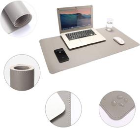 img 2 attached to 🖊 Premium Non-Slip PU Leather Writing Desk Pad Protector – Waterproof Office & Home Desk Mat, Mouse Pad, Laptop Desk Pad (Grey) – 31.5" x 15.7