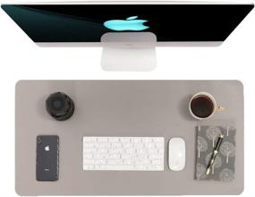 img 4 attached to 🖊 Premium Non-Slip PU Leather Writing Desk Pad Protector – Waterproof Office & Home Desk Mat, Mouse Pad, Laptop Desk Pad (Grey) – 31.5" x 15.7